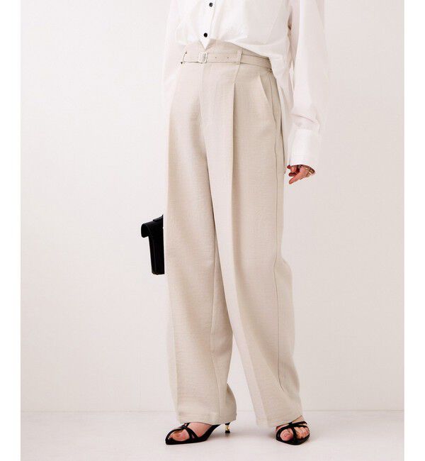 VIS「【WEB限定】美easyリネンライクベルテッドストレートパンツ/イージーケア・接触冷感」|チノ|