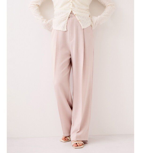 VIS「【WEB限定】美easyリネンライクベルテッドストレートパンツ/イージーケア・接触冷感」|チノ|