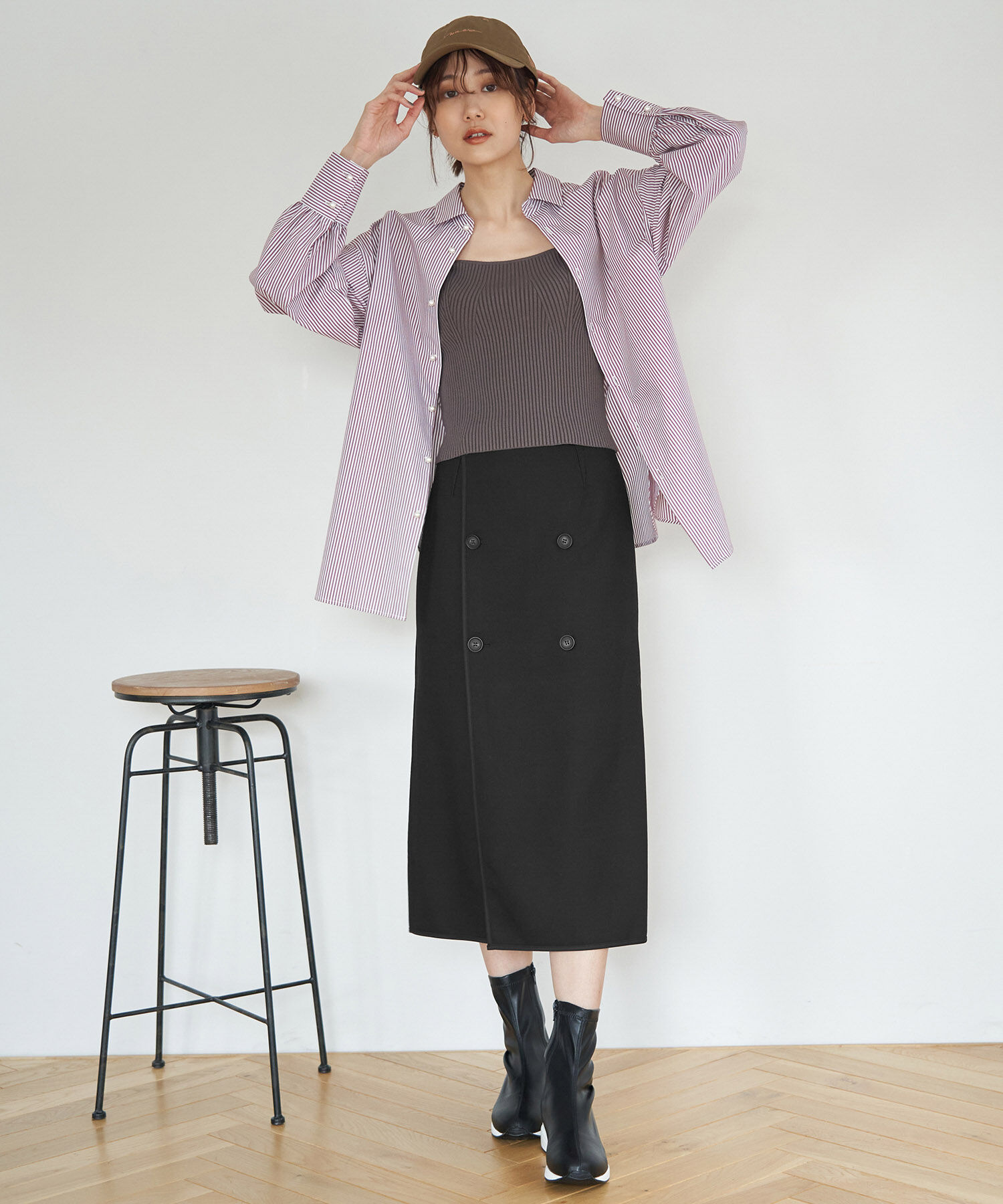 Rope&rsquo;Picnic「チェック＆無地リバーシブルスカート」|スカート|