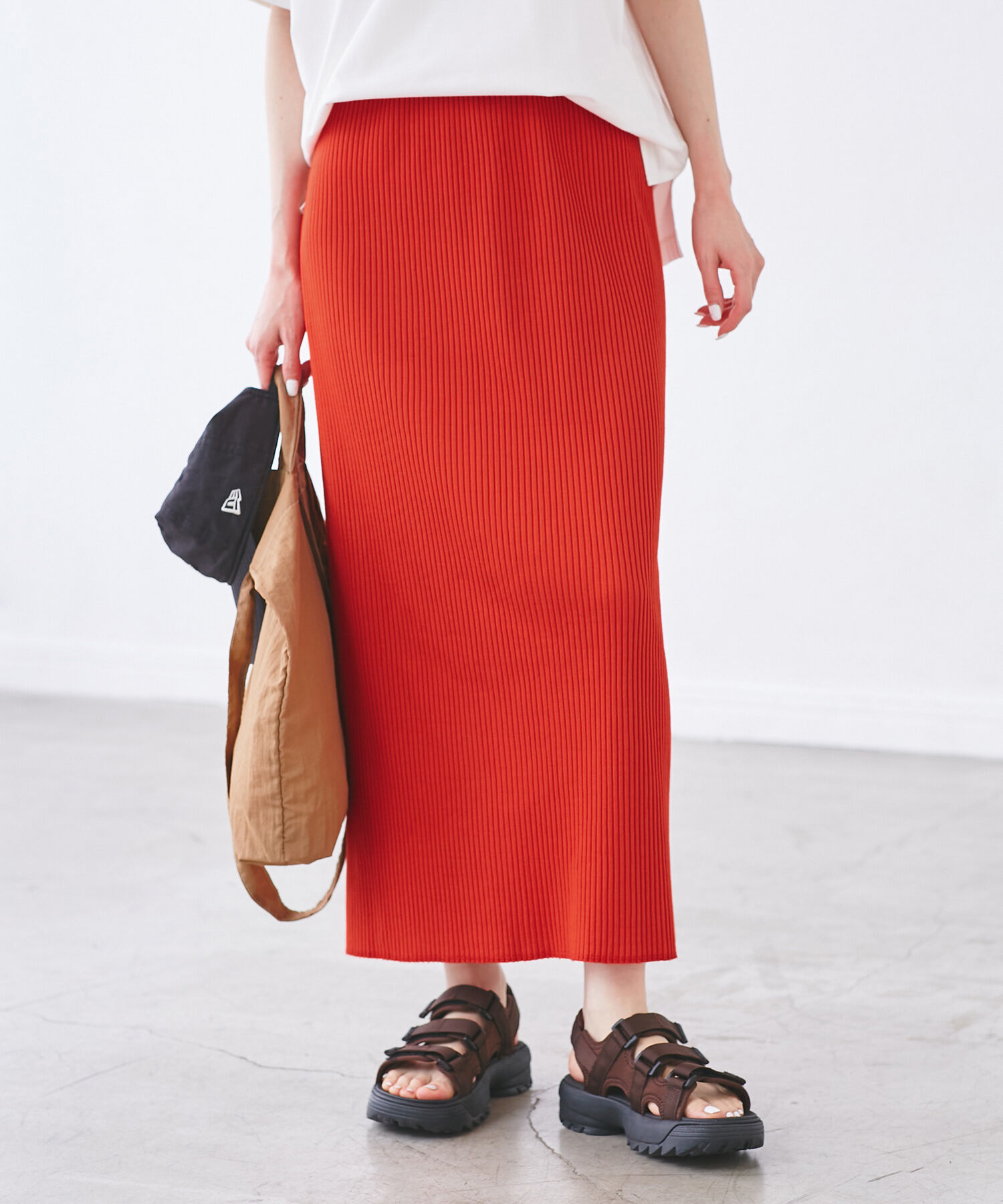 Rope&rsquo;Picnic「小柄さん向けサイズあり/トタンテレコアイラインスカート」|スカート|オレンジ系(71)