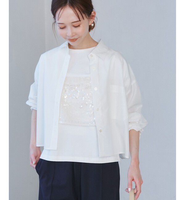 Rope&rsquo;Picnic「【花粉ガード・防シワ】クロップドシャツ」|シャツ・ブラウス|