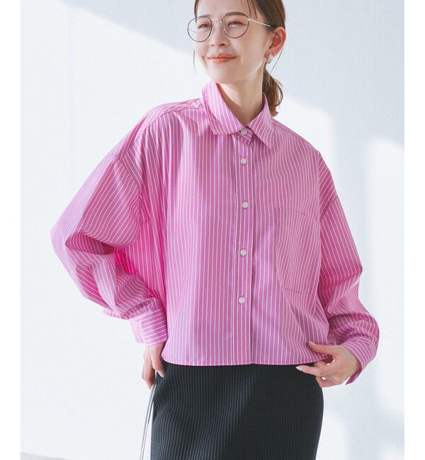 Rope&rsquo;Picnic「【花粉ガード・防シワ】クロップドシャツ」|シャツ・ブラウス|