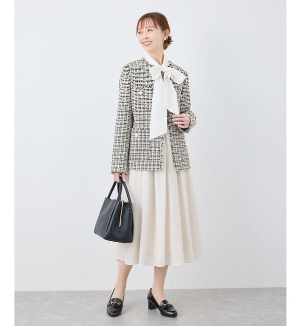 Rope&rsquo;Picnic「セレモニー・通勤対応/ツイードジャケット/リンクコーデ」|ノーカラージャケット|