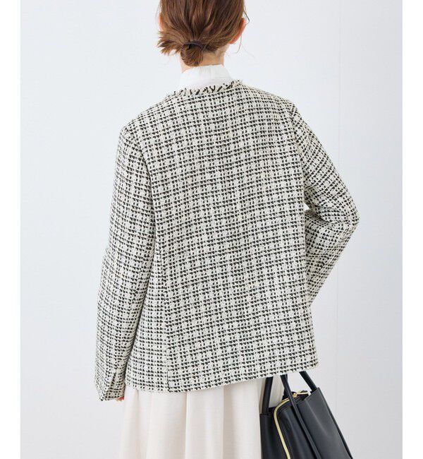 Rope&rsquo;Picnic「セレモニー・通勤対応/ツイードジャケット/リンクコーデ」|ノーカラージャケット|