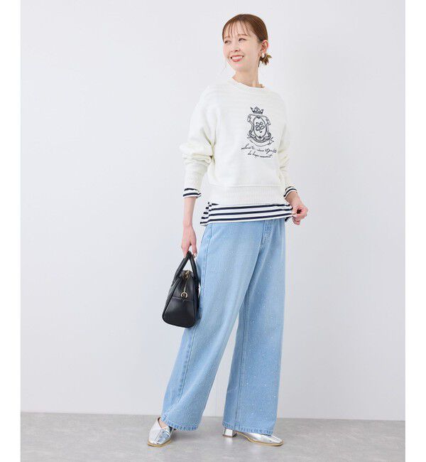 Rope&rsquo;Picnic「スウェットライク刺繍ニットプルオーバー/リンクコーデ」|ニット・セーター|