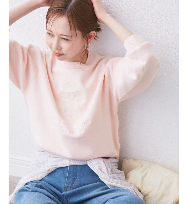 Rope&rsquo;Picnic「スウェットライク刺繍ニットプルオーバー/リンクコーデ」|ニット・セーター|ピンク(63)