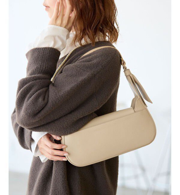 ROPE PICNIC PASSAGE「リボンディテールワンハンドルバッグ」|ハンドバッグ|ベージュ