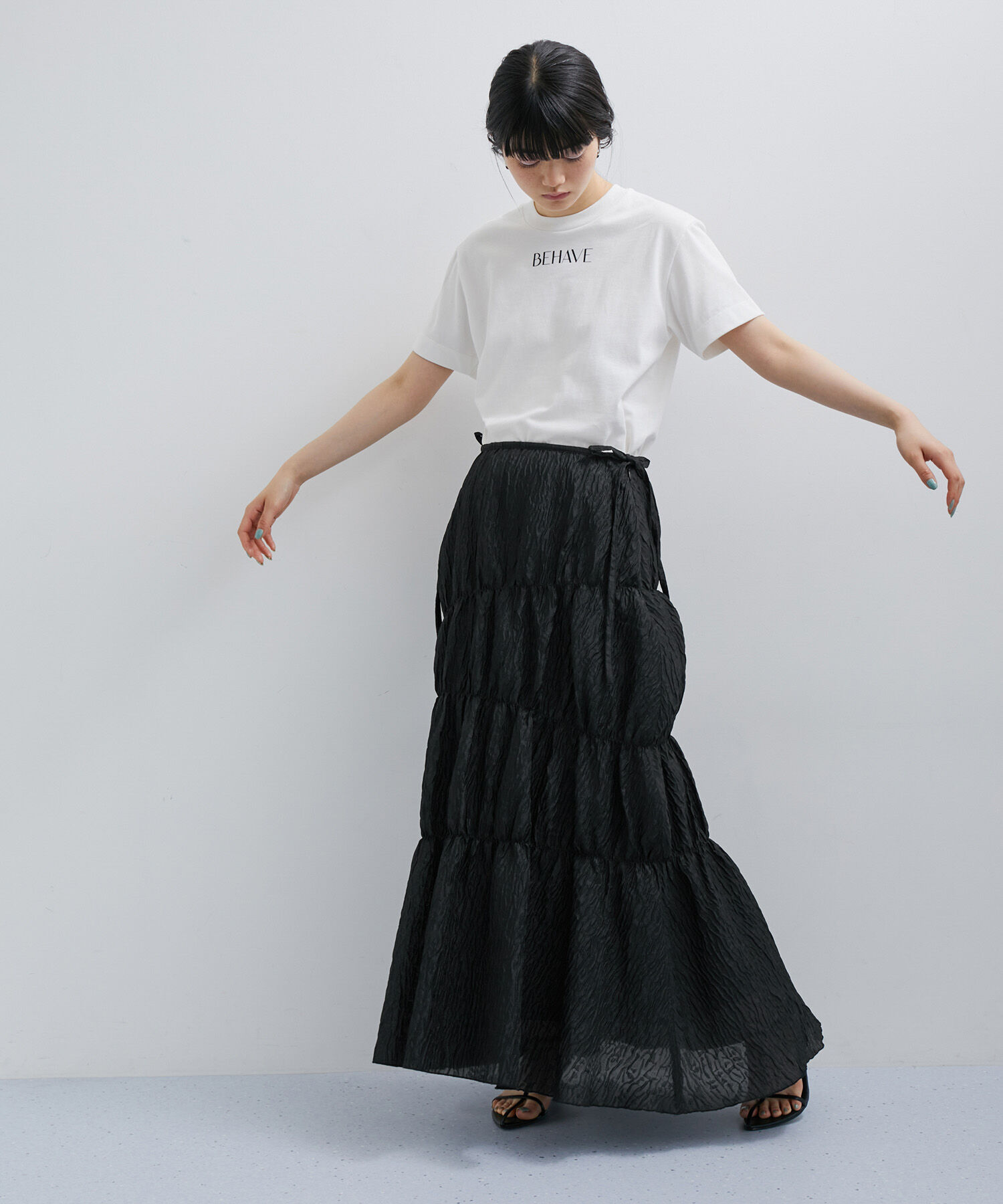 ADAM ET ROPE'「【逸品】フクレジャガードシャーリングスカート」|スカート|