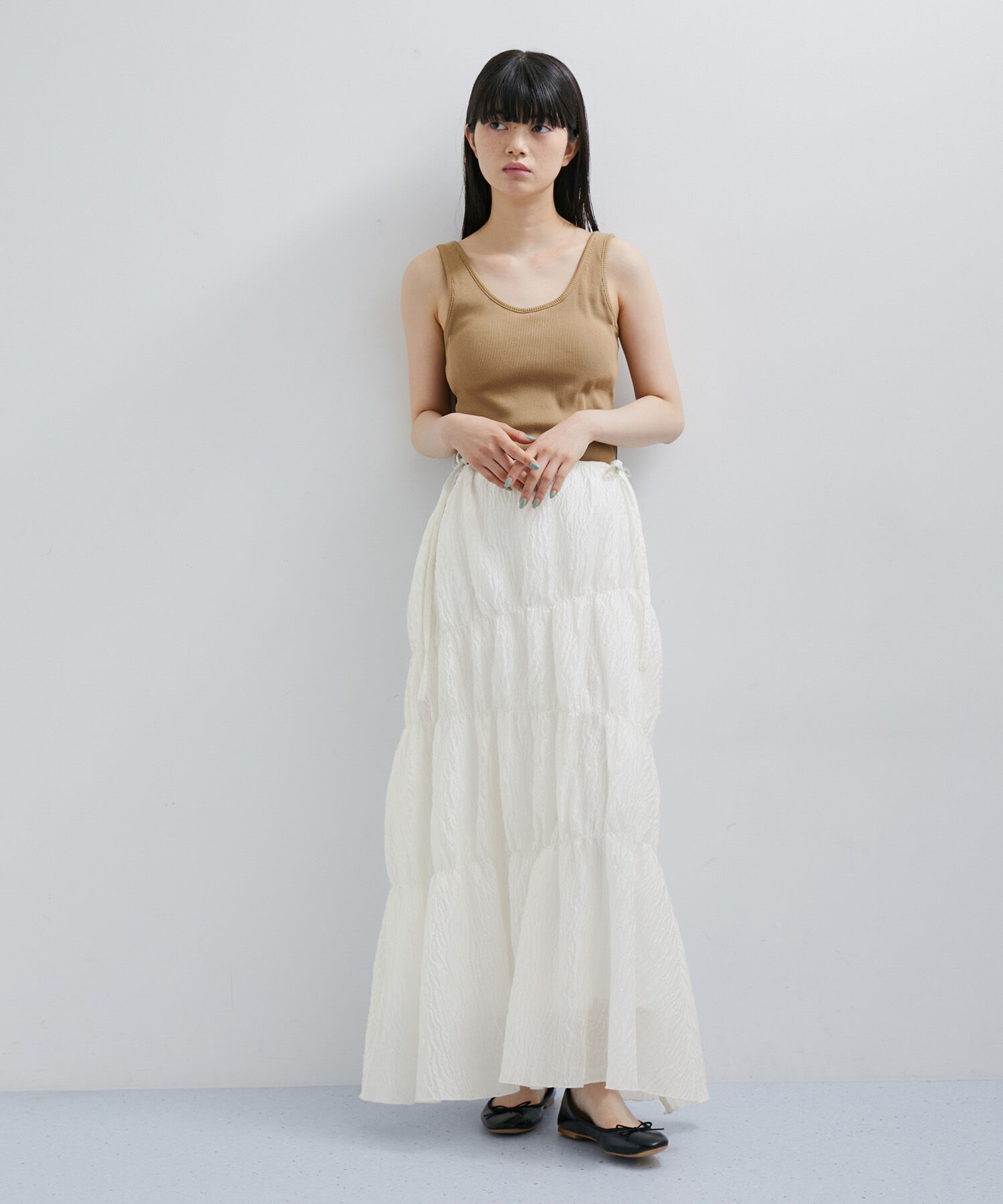 ADAM ET ROPE'「【逸品】フクレジャガードシャーリングスカート」|スカート|