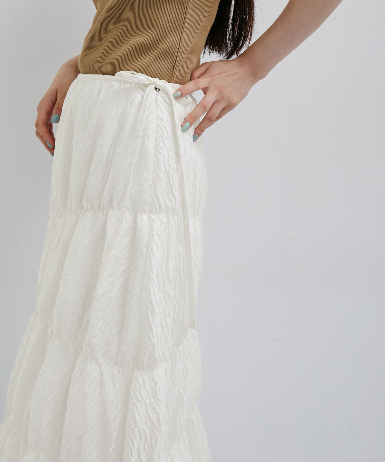 ADAM ET ROPE'「【逸品】フクレジャガードシャーリングスカート」|スカート|