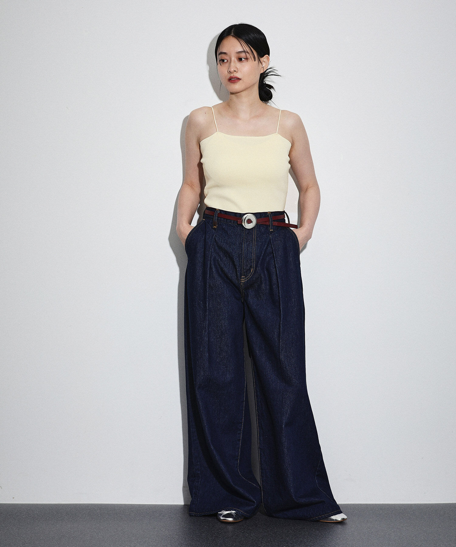 ADAM ET ROPE'「【サステナブル】ニットバージョンベアキャミ」|キャミソール|