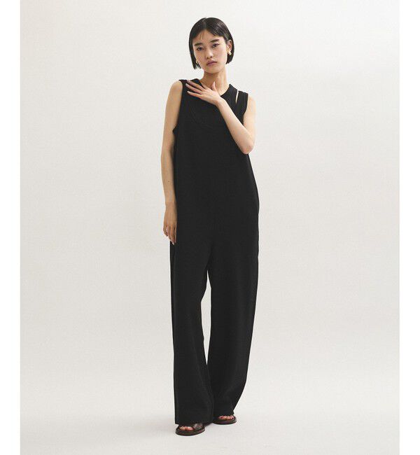 ADAM ET ROPE'「【サステナブル】Wフェイスジャージーセットロンパース」|オールインワン|ブラック(01)