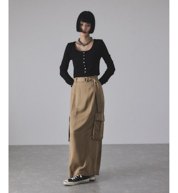 ADAM ET ROPE'「ヘンリーネックカットオフウールプルオーバー」|Tシャツ・カットソー|