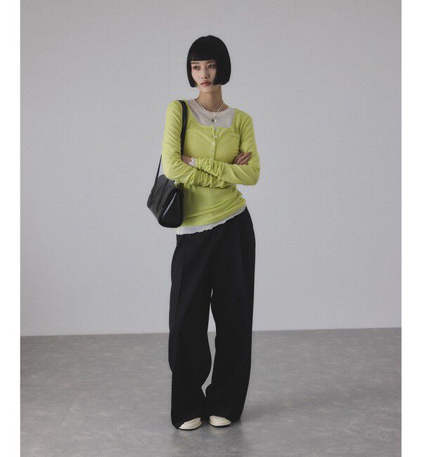 ADAM ET ROPE'「ヘンリーネックカットオフウールプルオーバー」|Tシャツ・カットソー|