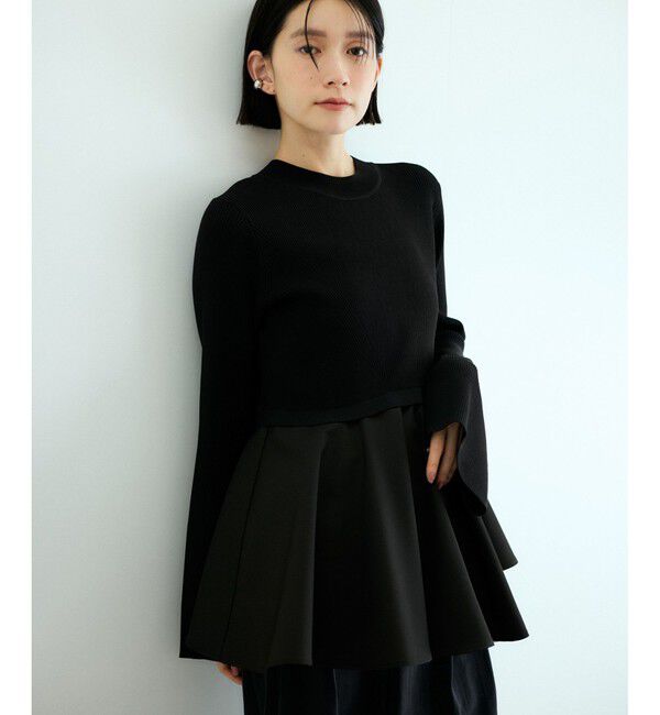 ADAM ET ROPE'「【サステナブル】・【定番人気】ペプラムコンビニットプルオーバー」|Tシャツ・カットソー|