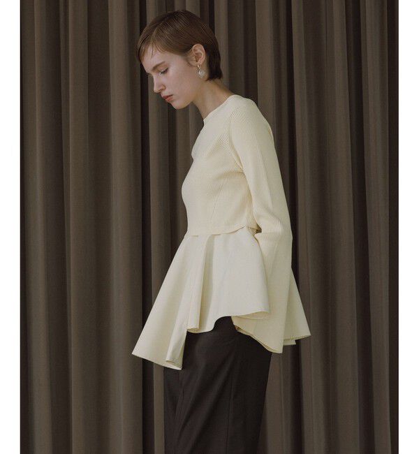 ADAM ET ROPE'「【サステナブル】・【定番人気】ペプラムコンビニットプルオーバー」|Tシャツ・カットソー|オフホワイト(15)