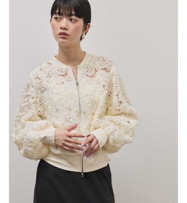 ADAM ET ROPE'「ラインアートレースブルゾン」|ブルゾン・スタジャン|