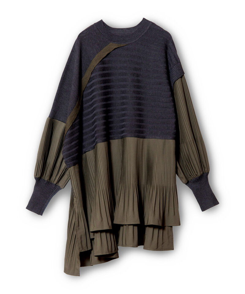  「プリーツ切替ニットプルオーバー」|ニット・セーター|