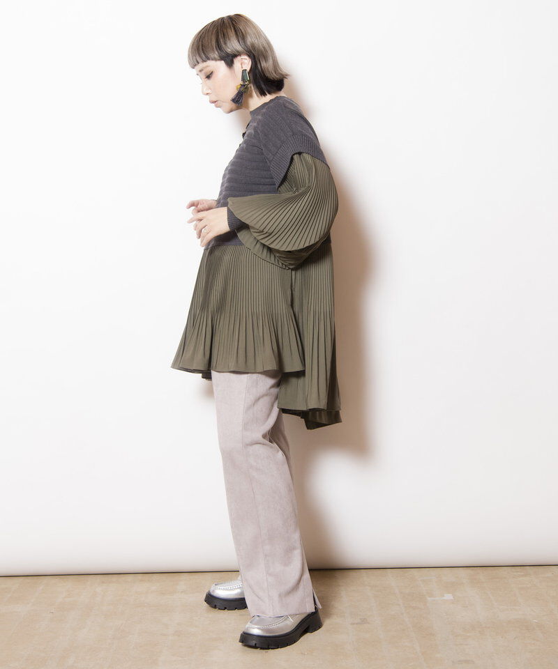  「プリーツ切替ニットプルオーバー」|ニット・セーター|
