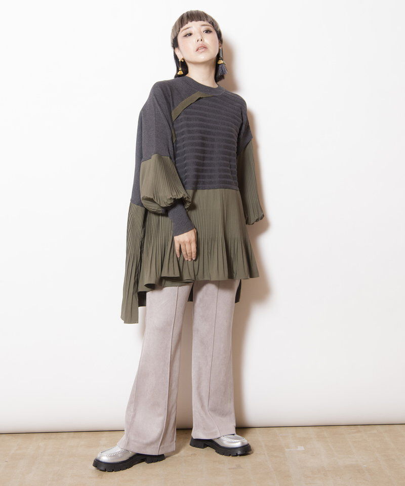  「プリーツ切替ニットプルオーバー」|ニット・セーター|
