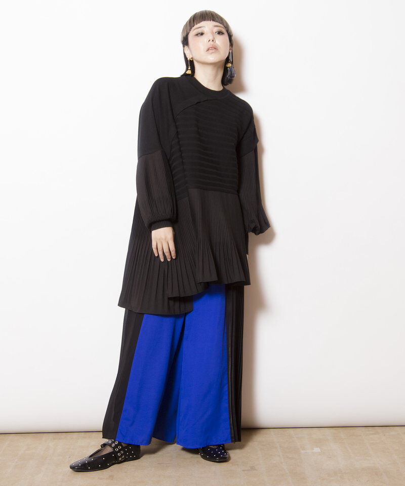  「プリーツ切替ニットプルオーバー」|ニット・セーター|