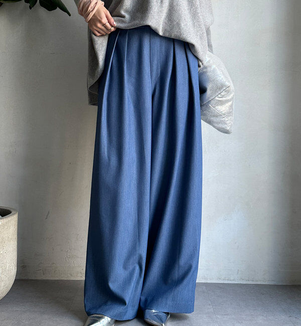  「デニムタックワイドパンツ」|チノ|