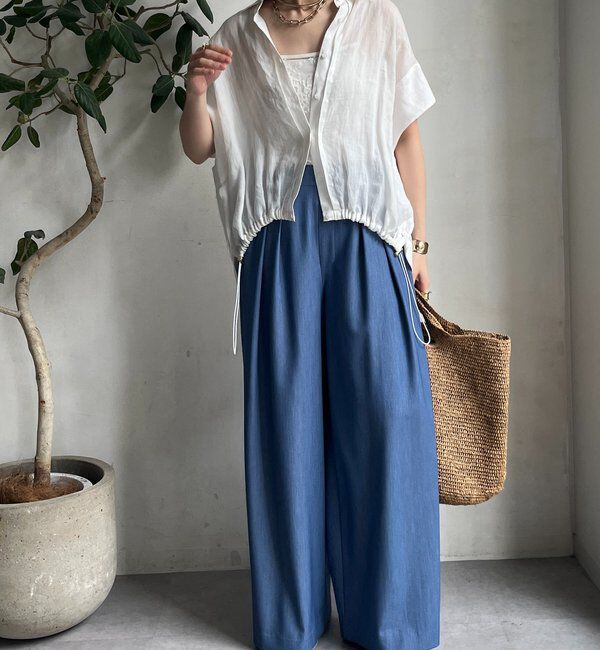  「デニムタックワイドパンツ」|チノ|