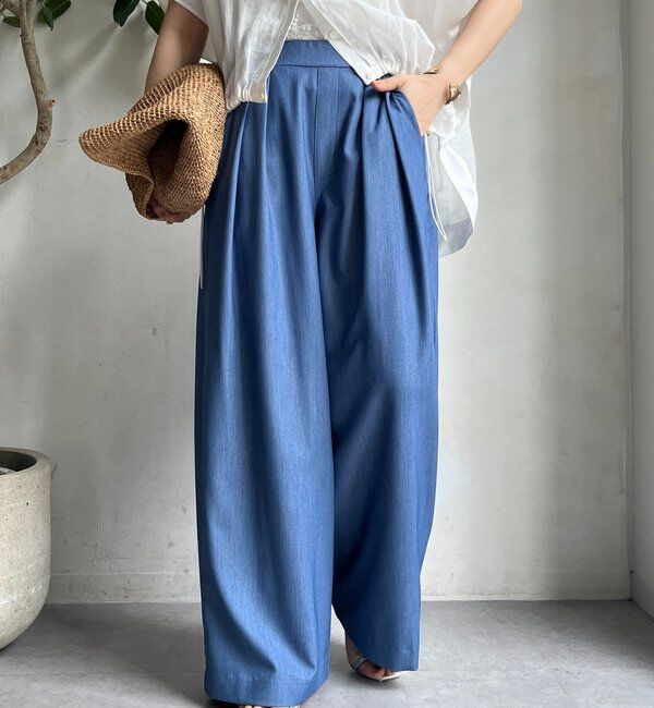 「デニムタックワイドパンツ」|チノ|