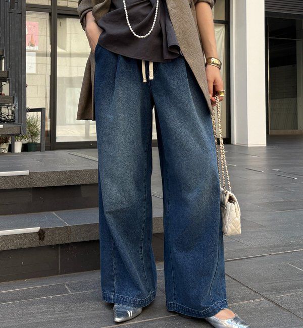  「【新色追加】デニムワイドイージーパンツ」|デニム|