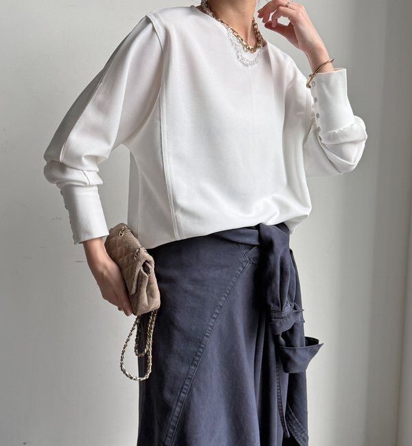  「【WEB限定】カットジョーゼットオーガンジー切替ブラウス」|シャツ・ブラウス|
