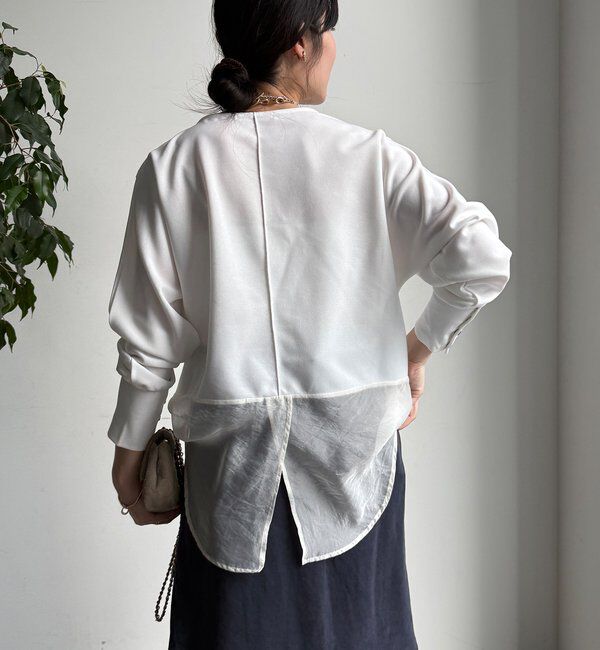  「【WEB限定】カットジョーゼットオーガンジー切替ブラウス」|シャツ・ブラウス|