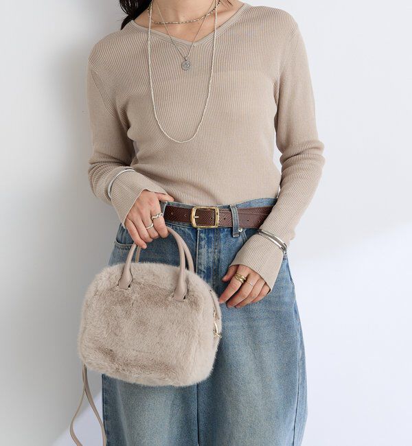  「【シーズンムード抜群】フェイクファーミニボストン」|クラッチバッグ|