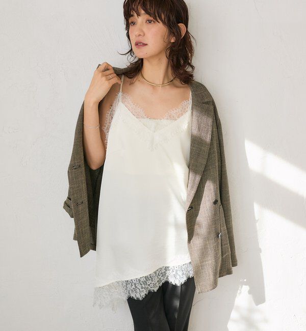  「予約【鮮度抜群】バイアスヘムレースキャミソール」|シャツ・ブラウス|