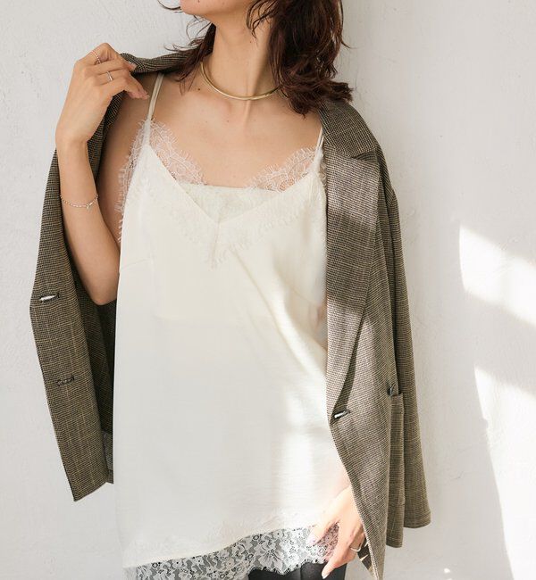  「予約【鮮度抜群】バイアスヘムレースキャミソール」|シャツ・ブラウス|