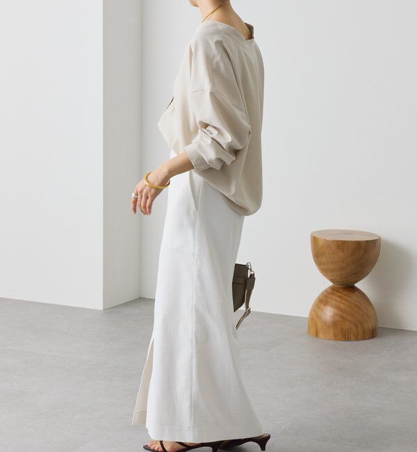  「予約【女性らしい抜け感】メタルボタンノーカラーブラウス」|シャツ・ブラウス|