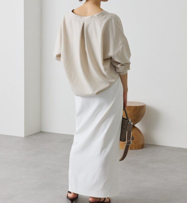  「予約【女性らしい抜け感】メタルボタンノーカラーブラウス」|シャツ・ブラウス|