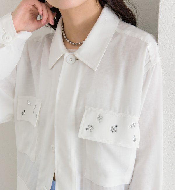  「ポケットビジューカバーオール」|ブルゾン・スタジャン|