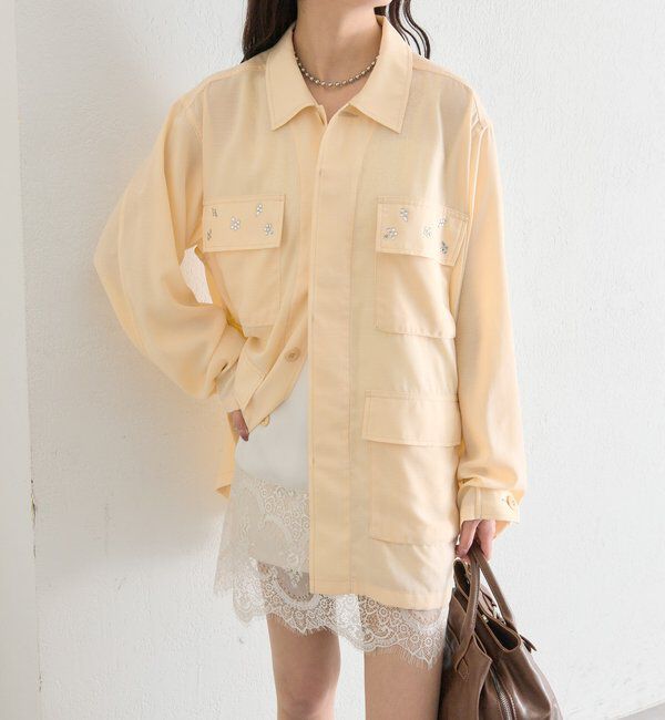  「ポケットビジューカバーオール」|ブルゾン・スタジャン|