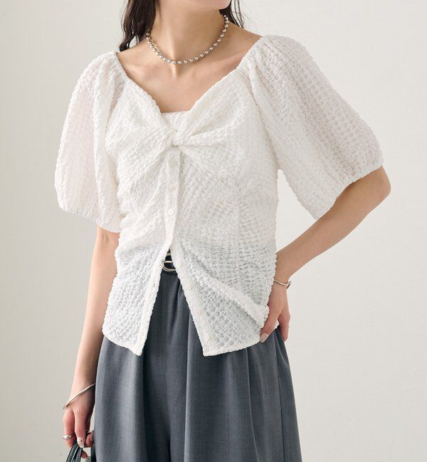  「ハートネックパフブラウス」|シャツ・ブラウス|