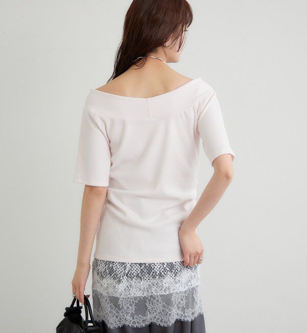  「プレート付きワイドネックT」|Tシャツ・カットソー|