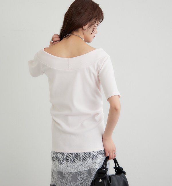  「プレート付きワイドネックT」|Tシャツ・カットソー|