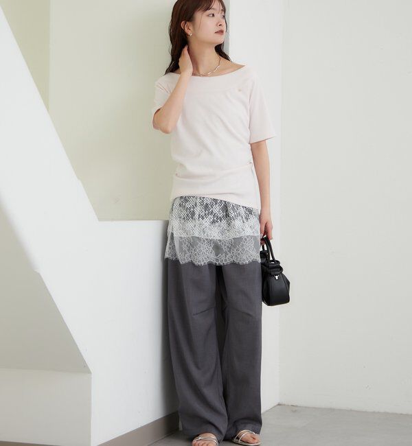  「プレート付きワイドネックT」|Tシャツ・カットソー|