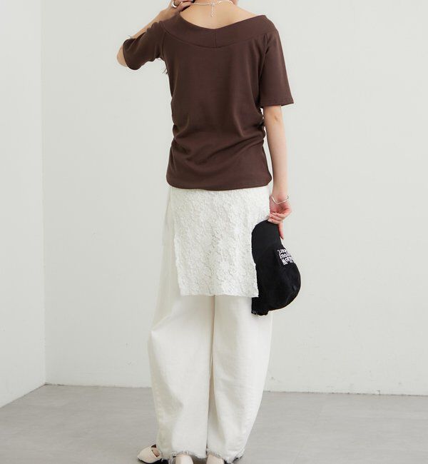  「プレート付きワイドネックT」|Tシャツ・カットソー|