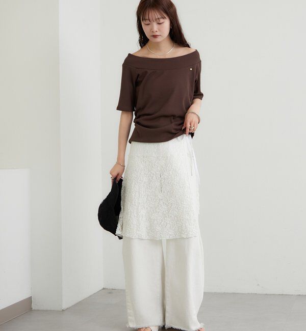  「プレート付きワイドネックT」|Tシャツ・カットソー|