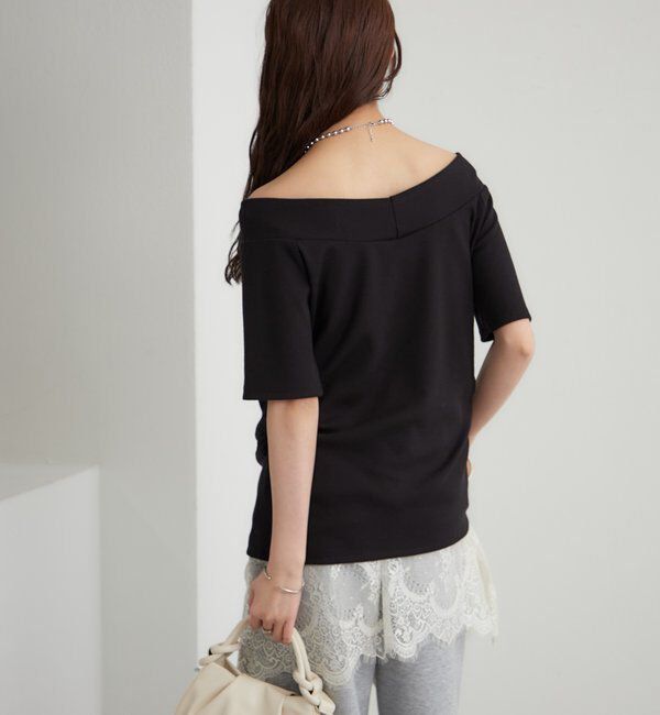  「プレート付きワイドネックT」|Tシャツ・カットソー|