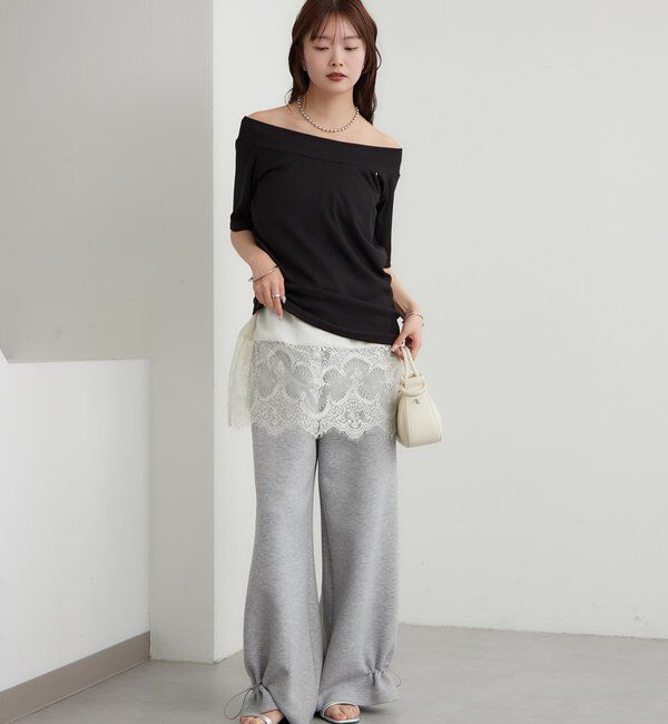  「プレート付きワイドネックT」|Tシャツ・カットソー|