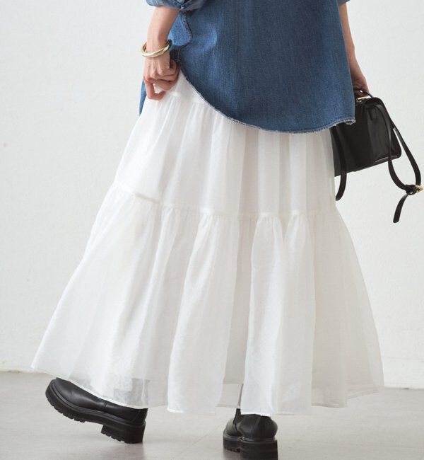  「オーガンジーティアードスカート」|スカート|