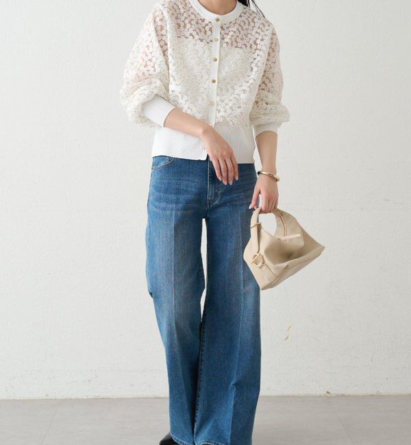  「コクーンスリーブフラワーカーデ」|ニット・セーター|