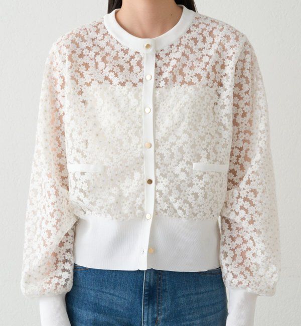  「コクーンスリーブフラワーカーデ」|ニット・セーター|