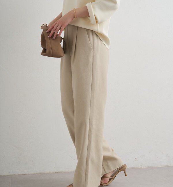  「麻調合繊タックパンツ」|チノ|